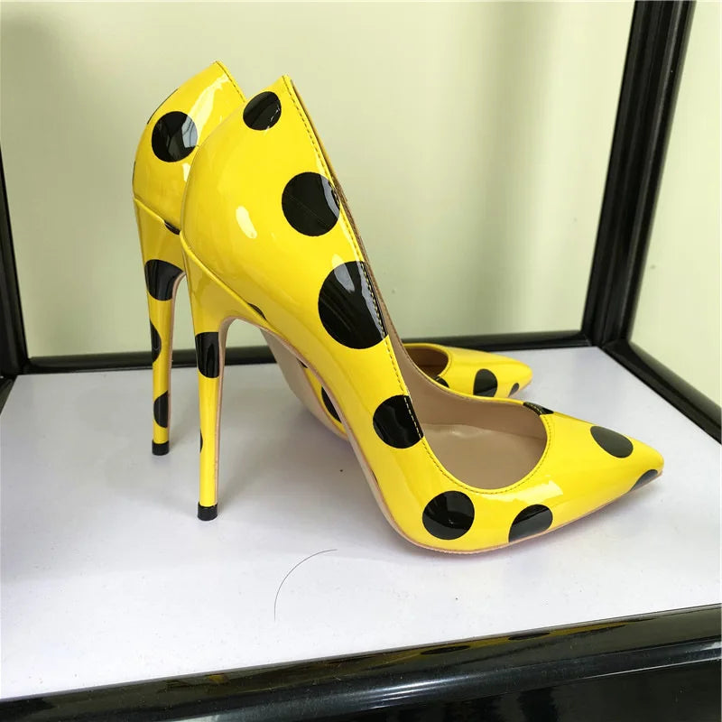 Polka Dot Pointed Toe High Heel Stiletto Pumps for Women
