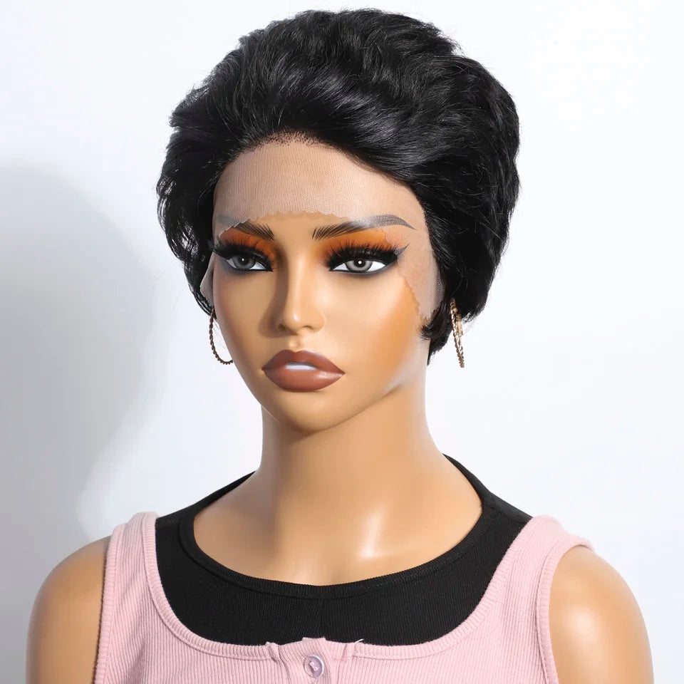 Blonde Short Pixie Cut Silky Lace Front Wig for Women