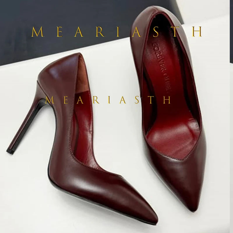 Red Patent Leather Pointed Toe Medium Heel Pumps for Women