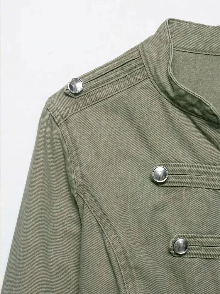 Long Sleeve Slim Fit Retro Chic Denim Jacket for Women
