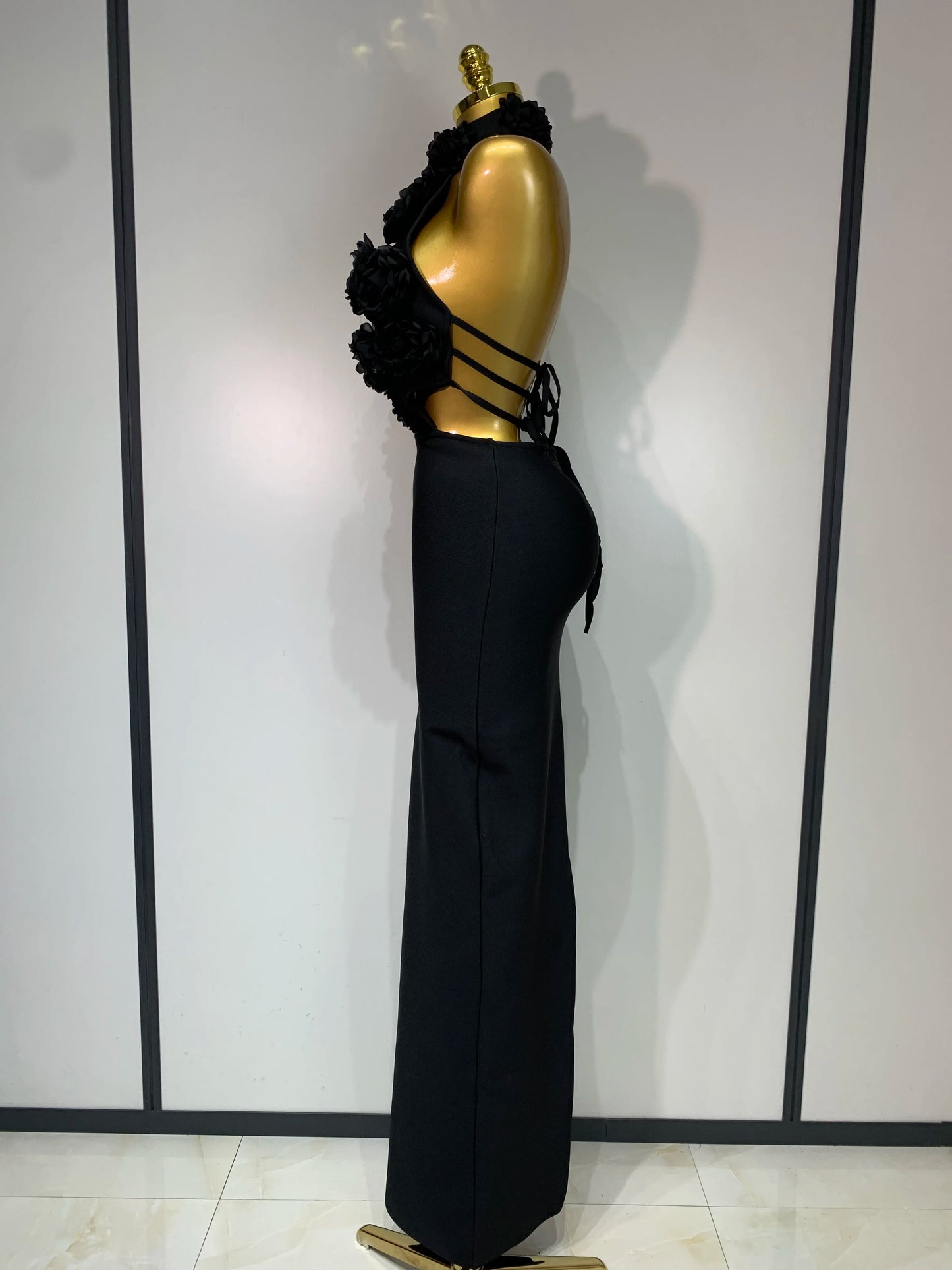 2025 New Women Sexy Halter Hollow Out Flowers Bodycon Bandage Dress Red Backless Elegant Party Luxury Birthday Wedding Dresses