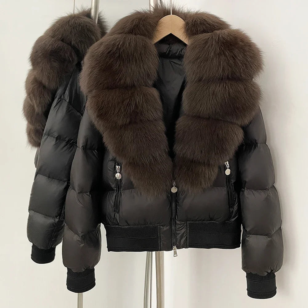 Detachable Fox Fur Collar Down Coat