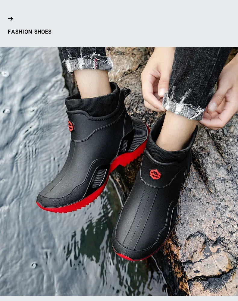 Round Toe Waterproof Ankle Rain Boots