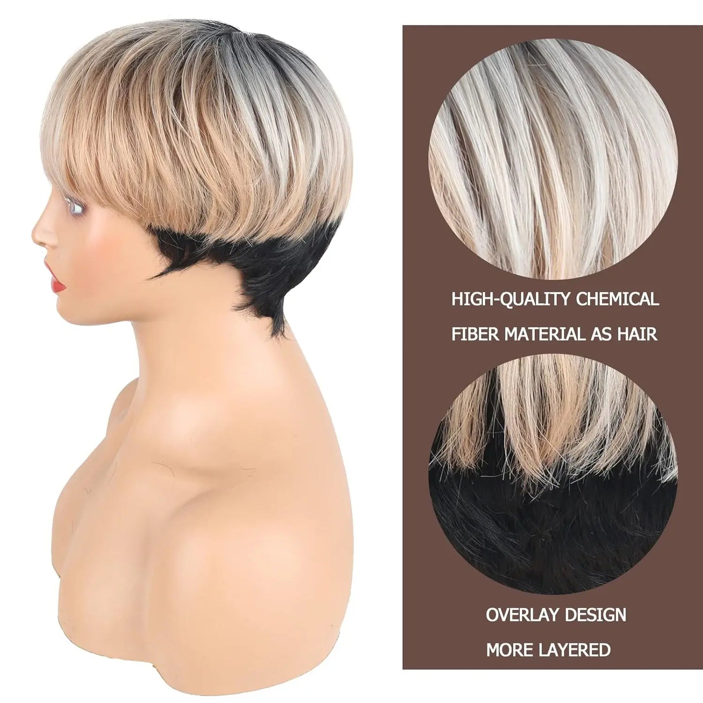 Straight Pixie Cut Synthetic Wig With Bangs For Women
