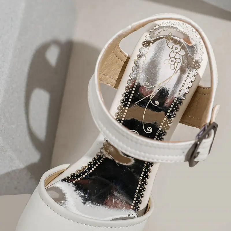 High Heel Peep Toe Square Platform Sandals for Women