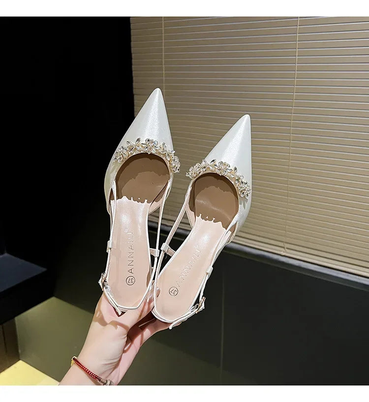 Crystal Buckle Pointed Pumps