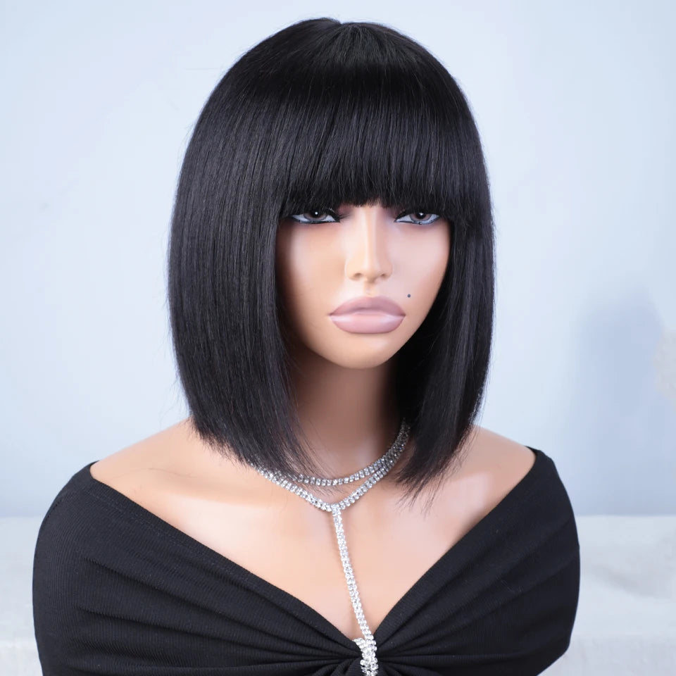 Glueless Short Straight Lace Closure Bob Wig for Women