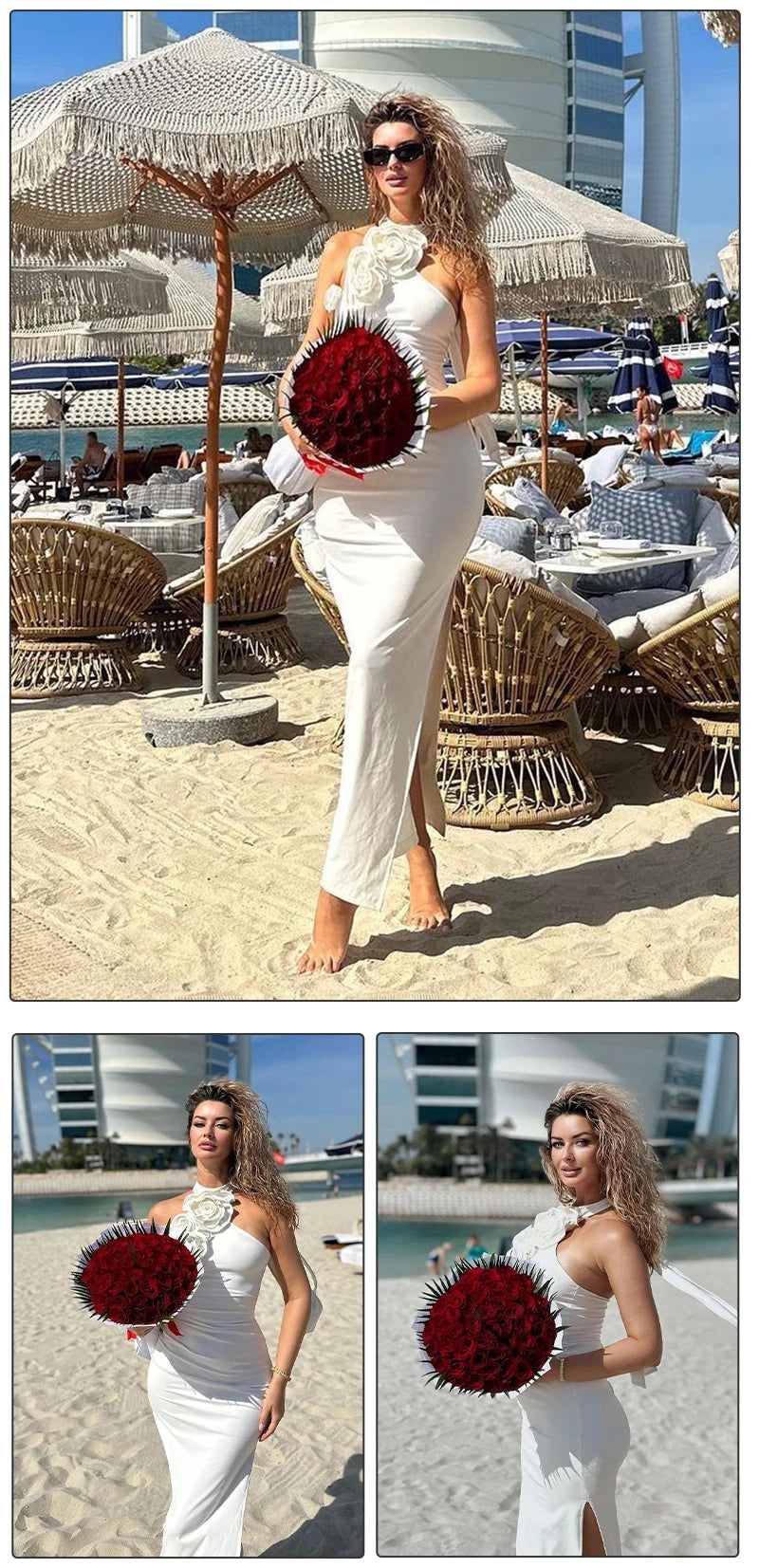 Chic Floral Embellished Birthday Long Dress for Women