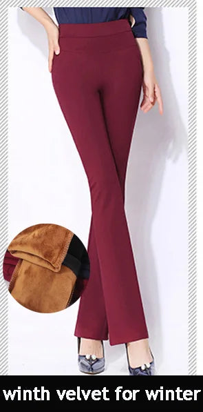 Vintage Office skinny Women Pants Trousers Zipper High Waist Pocket Flare pants formal OL Office Career Capris Work Wear Black
