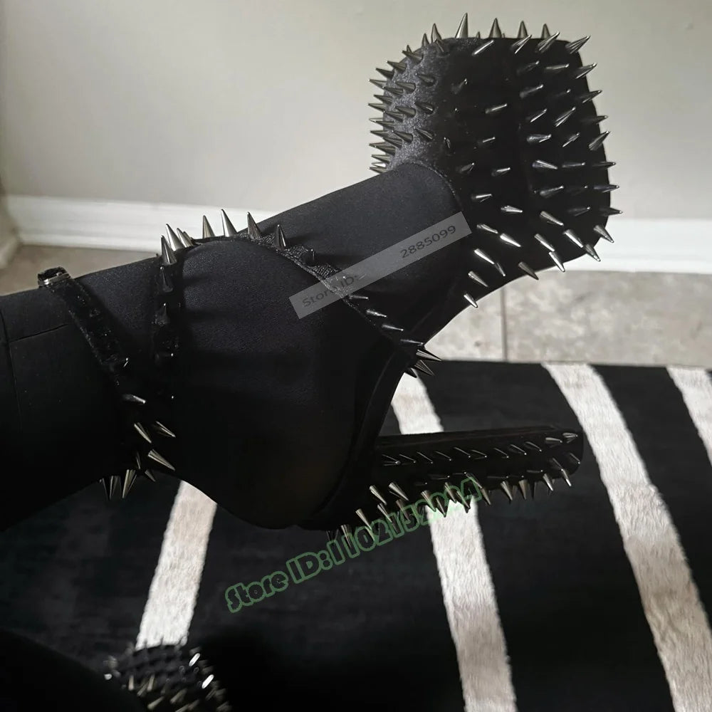 Square Toe Rivet Strap Lace Up Platform Sandals for Women