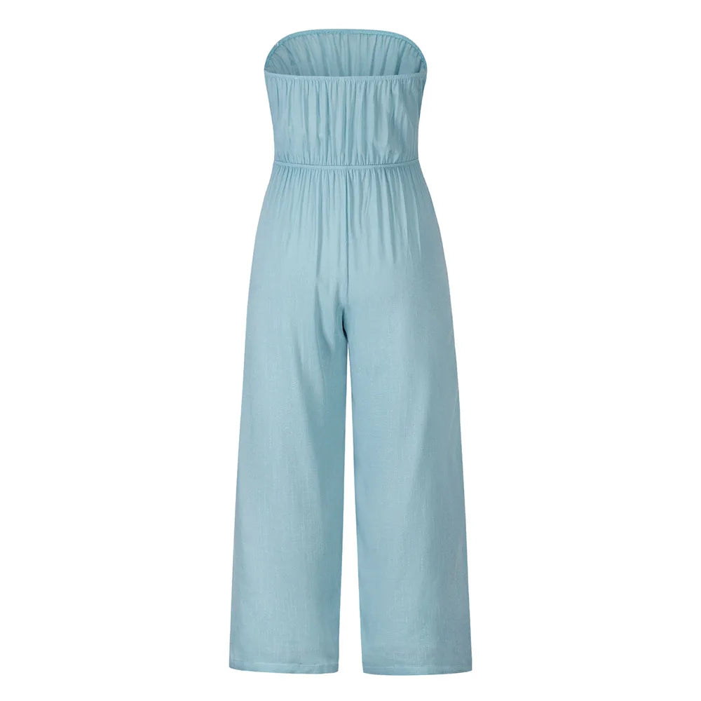 Casual Backless Slim Suspenders Straight Jumpsuit for Women