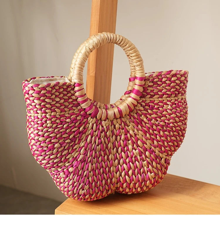 New Straw Woven Women's Bag Hand-woven Straw Women's Handbag Luxury Brand Personalized Fashionable Straw Beach Bag High Quality