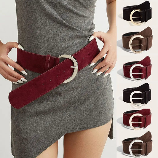 Maillard Styles Suede Leather Wide Belt Luxury Design Trendy Business Waist Strap Casual Versatile Trouser Dress Belts Gifts