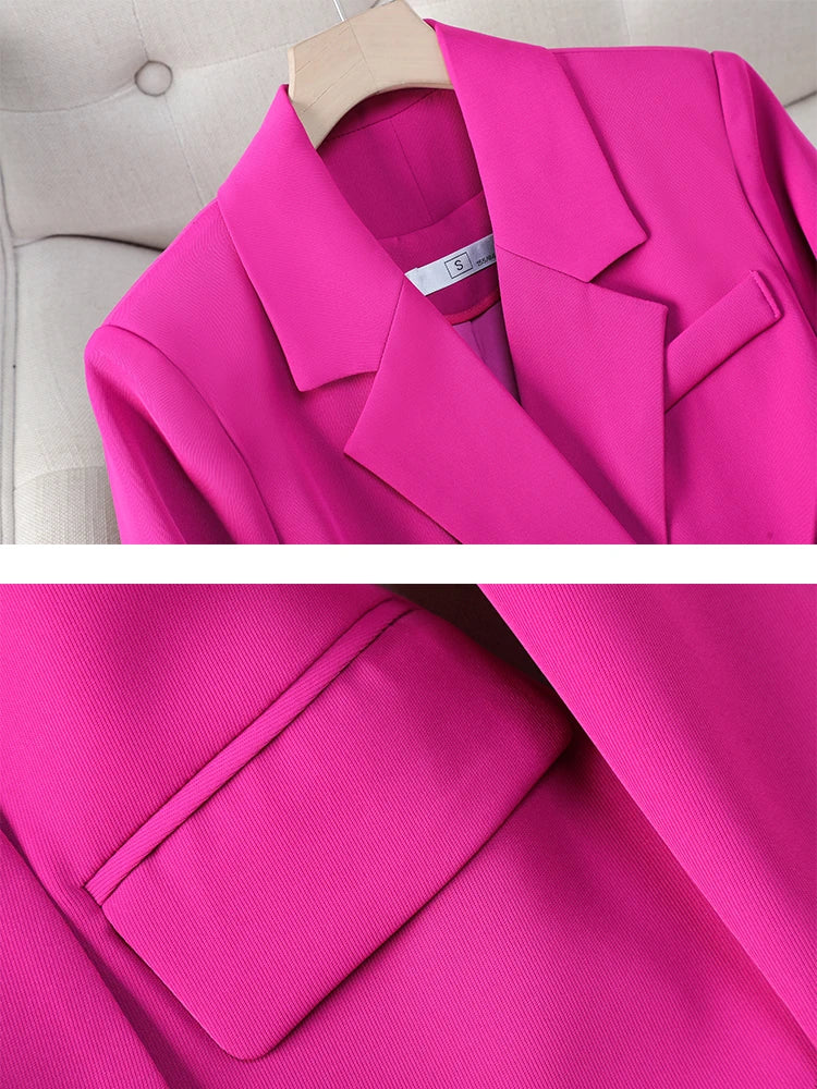Fashion Women Blazer Pink Black Coffee Female Long Sleeve Solid Autumn Winter Ladies Loose Formal Jacket Coat For Work Wear