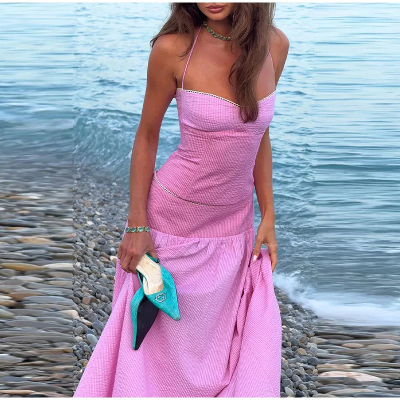 Elegant Backless Sleeveless Two Piece Set For Women