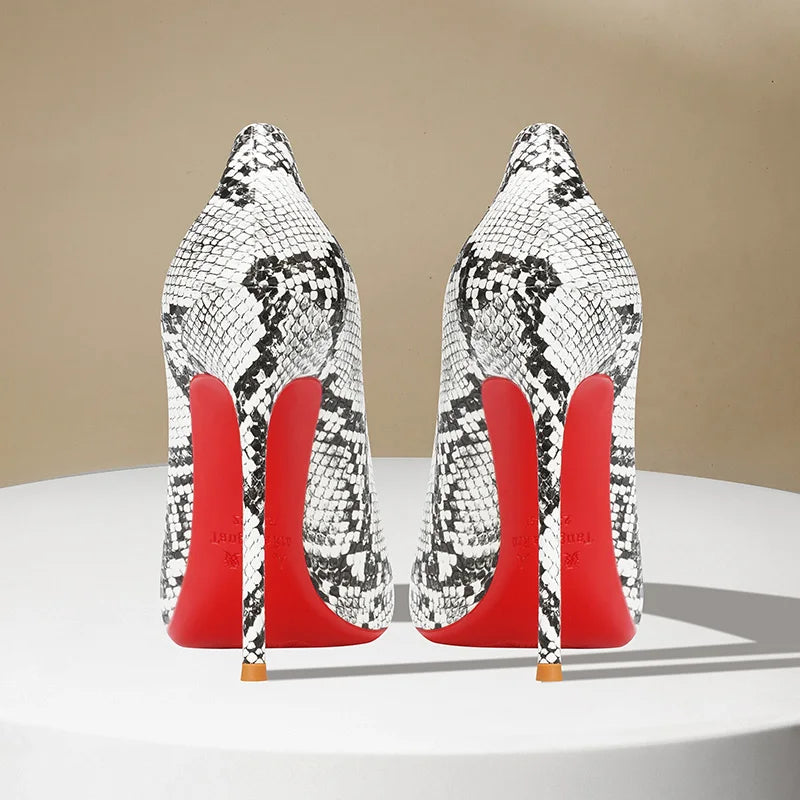 Snake Print Pointed Toe High Heel Stiletto Pumps for Women