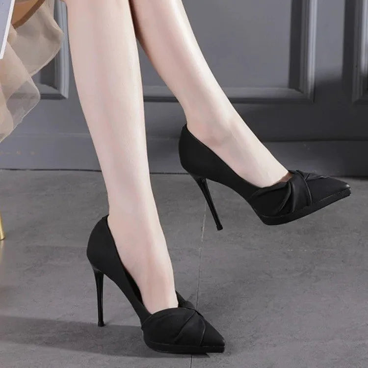 Pointed Pleated Stiletto Pumps