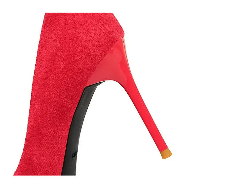 Elegant Rhinestone Buckle Suede High Heel Pumps for Women