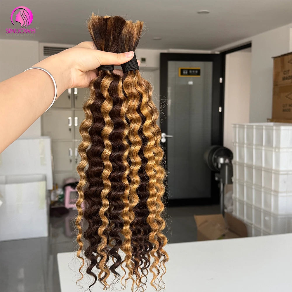 Honey Blonde Deep Wave Human Hair Braiding Extensions for Women
