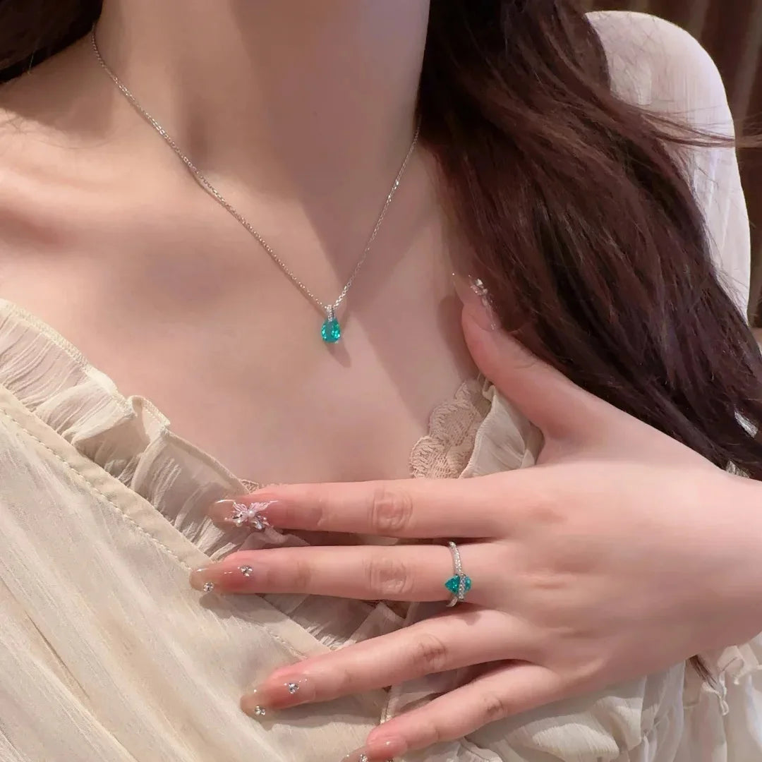 Elegant Cubic Zirconia Necklace Earrings And Ring Set for Women