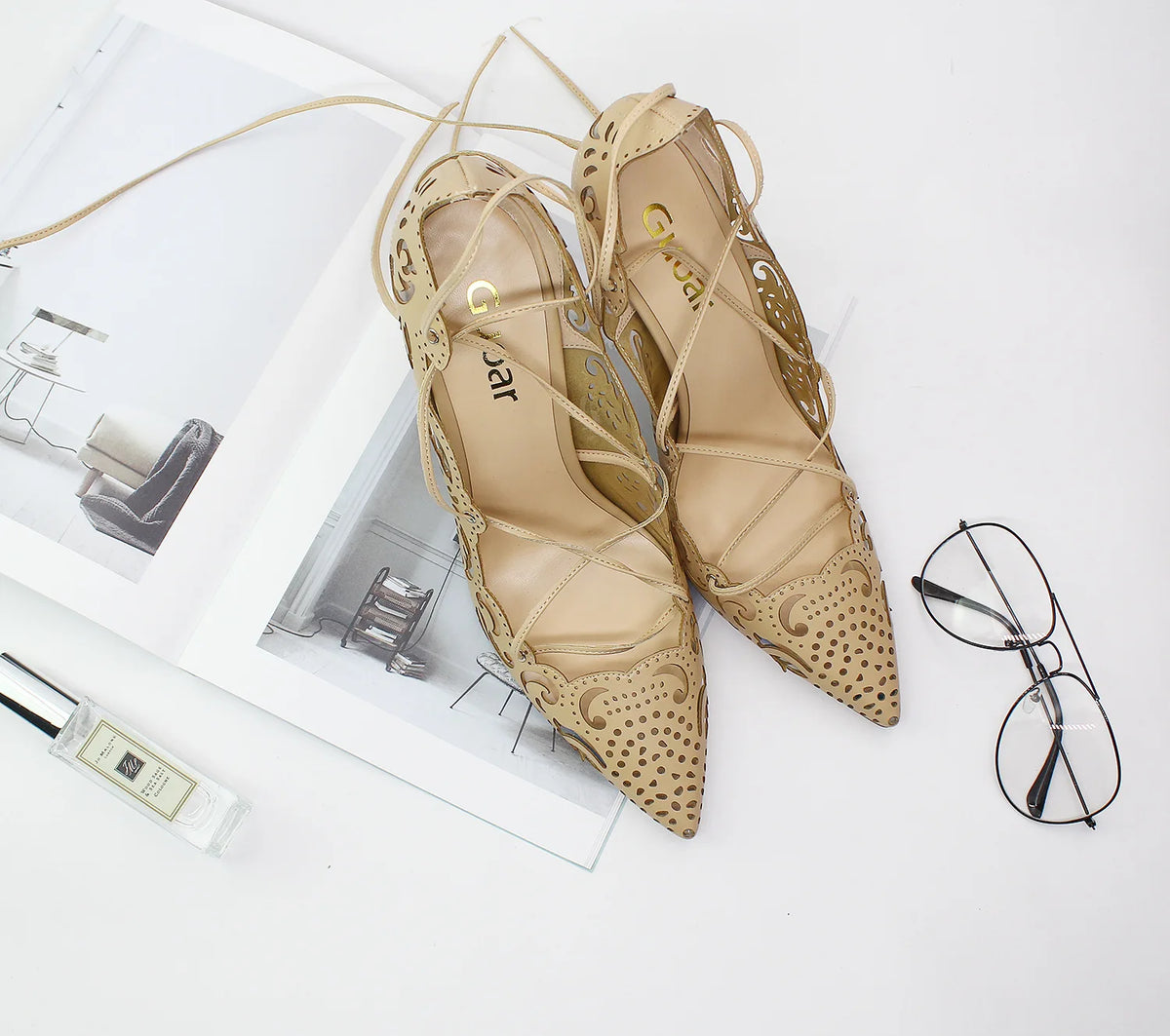 Pointed Toe Lace-Up Thin High Heel Pumps for Women