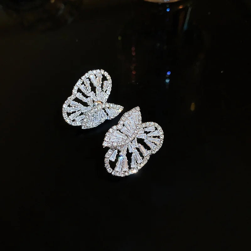 Cubic Zirconia Butterfly Stud Earrings
