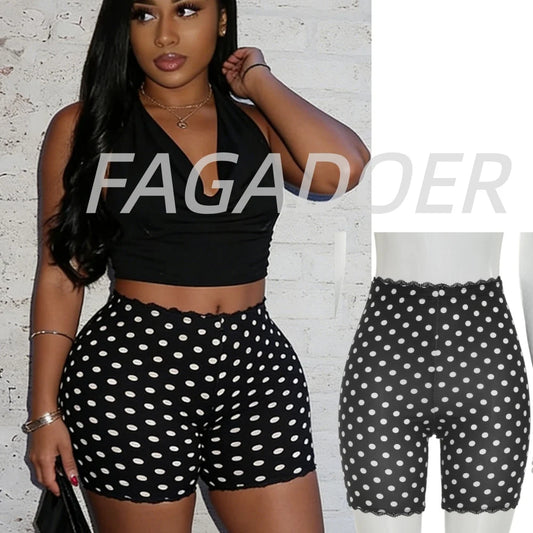 Polka Dot Lace Edge Biker Shorts