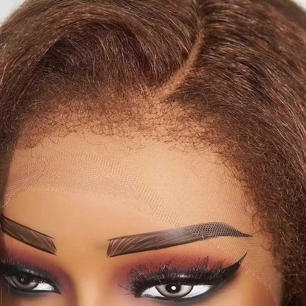 Chocolate Brown Kinky Straight Lace Front Wig for Women