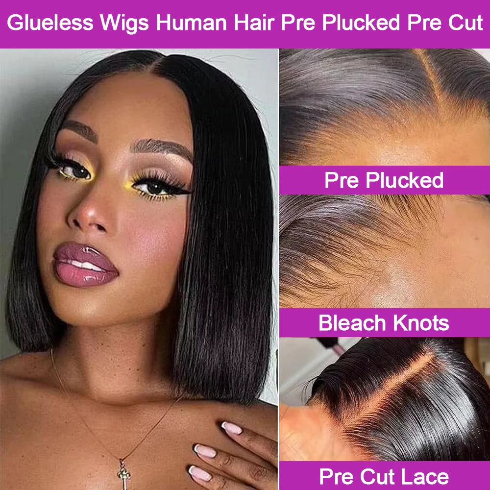 Bone Straight Glueless Bob Wig
