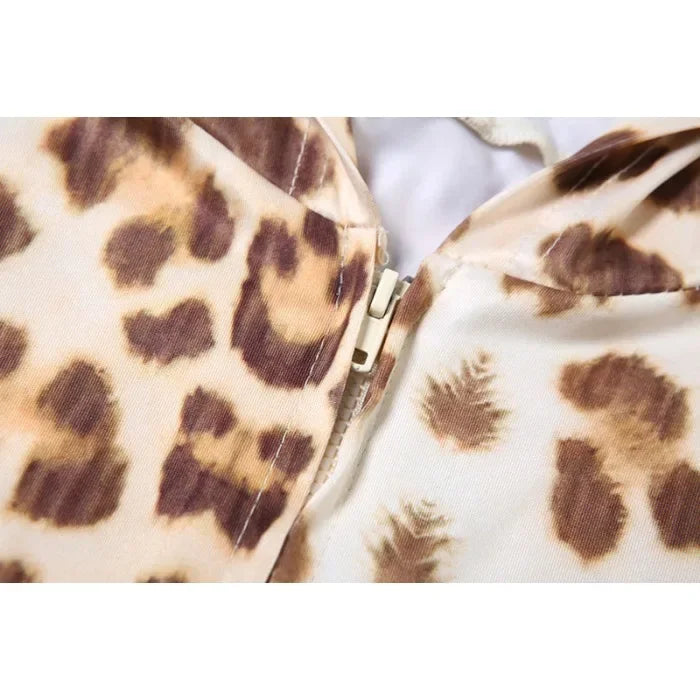 Sexy Shorts Set for Woman Crop Top Slim Fit Hooded Leopard Print Top and High Waisted and Half Pants Suit 2025 Spring/summer New