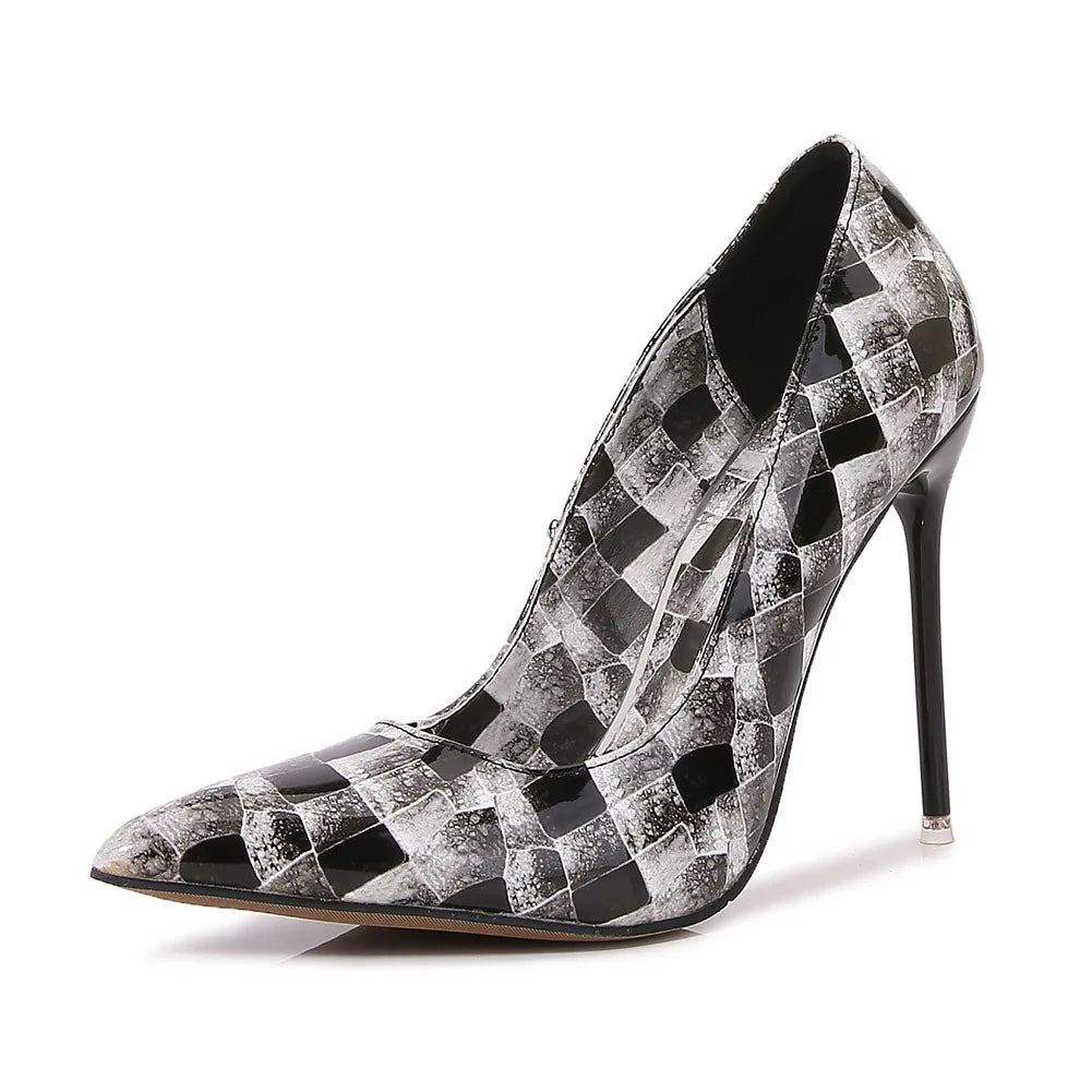 Colorful Printed Pointed Toe High Heel Pumps for Women