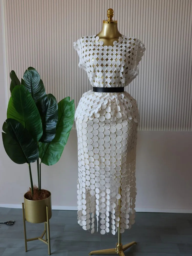 Stylish Cutout Crop Top And Maxi Skirt Two Piece Set for Women