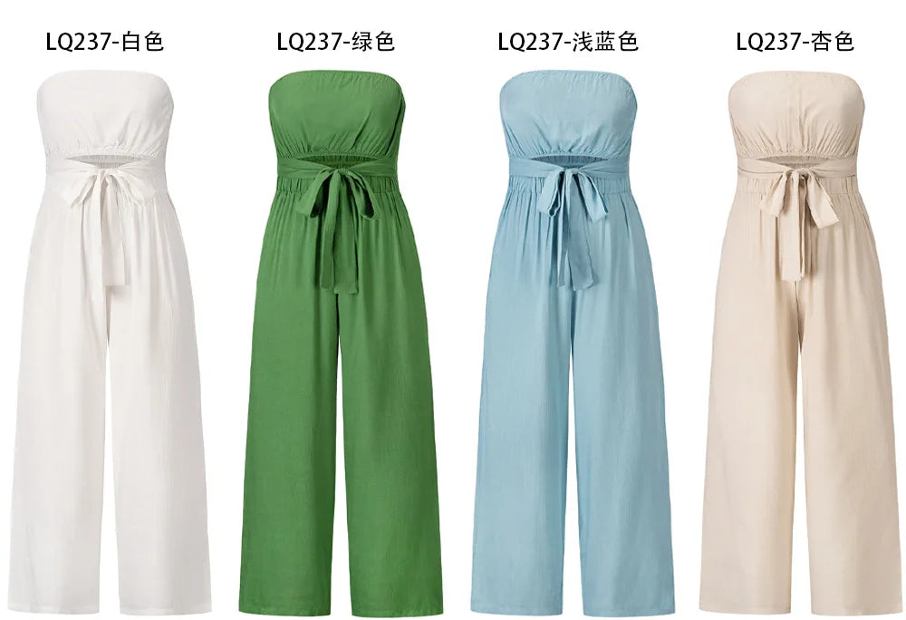 Casual Backless Slim Suspenders Straight Jumpsuit for Women