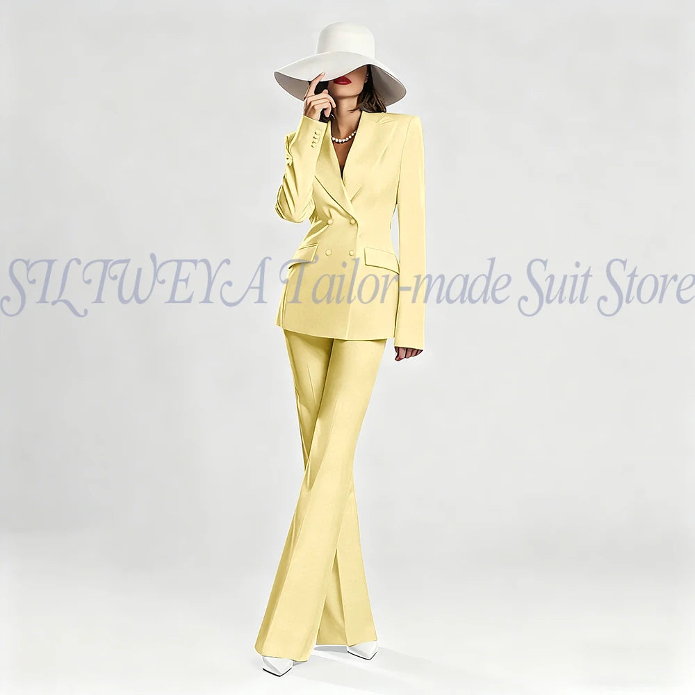 Slim Fit Double Breasted Blazer Suit Set for Women