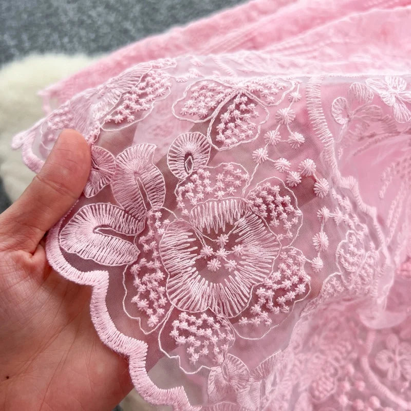 Elegant Lace Embroidery A Line Midi Dress for Women