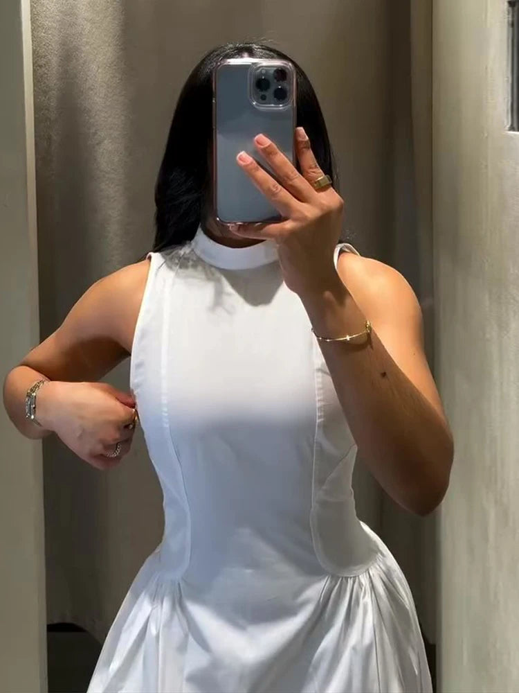 Casual Lace Up Sleeveless Floor-Length Dress for Women