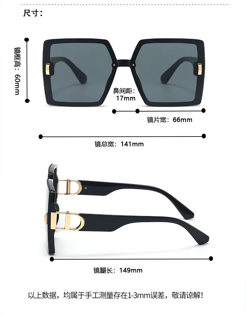Oversized D-Shaped UV400 Fashion Sunglasses for Women