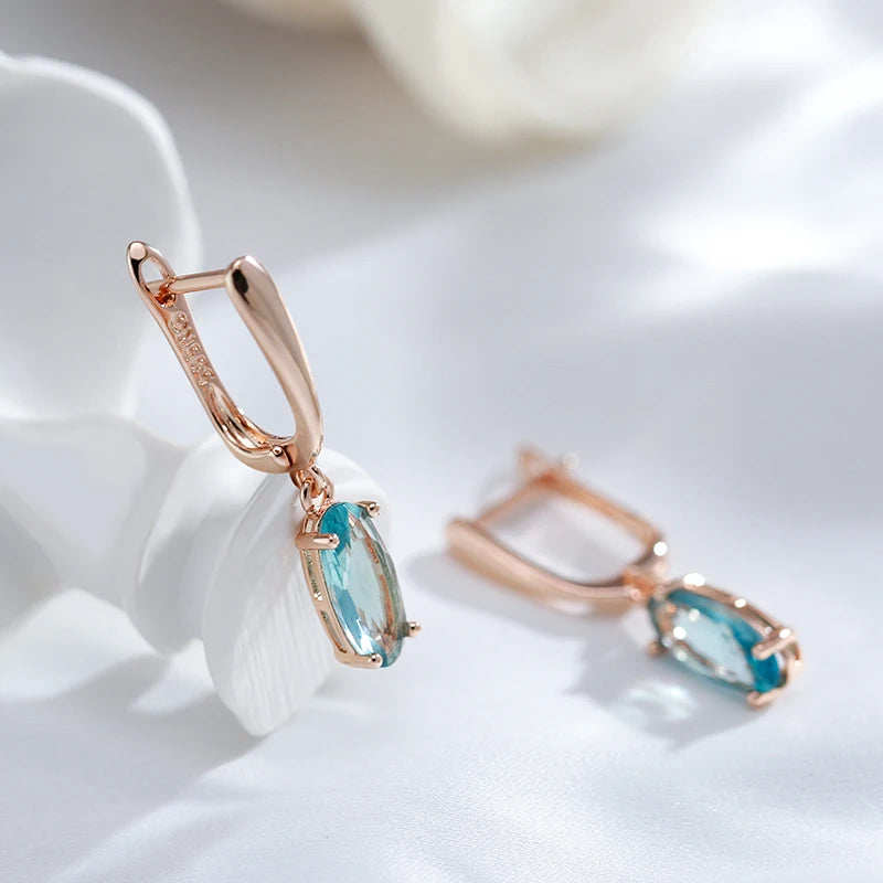 Green Zircon Antique Gold Tone Drop Earrings for Women