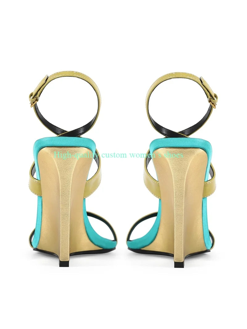 French Style Open Toe Thin Straps Wedges Sandals for Women