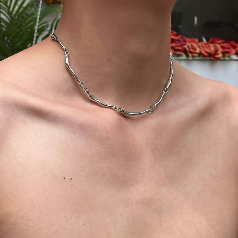 Punk Style Irregular Silver Tone Necklace