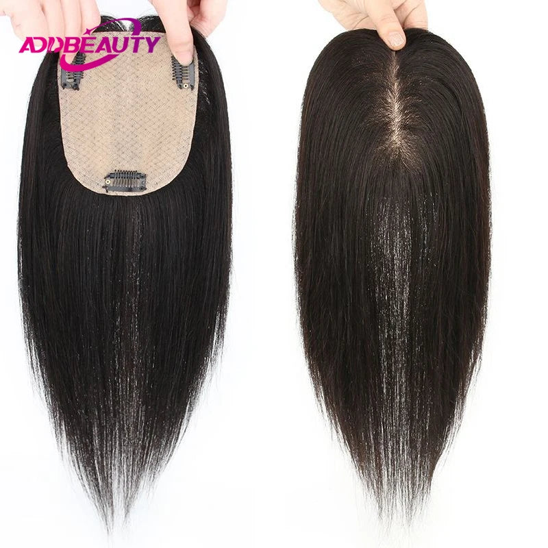 Natural Straight Silk Base Human Hair Topper for Women