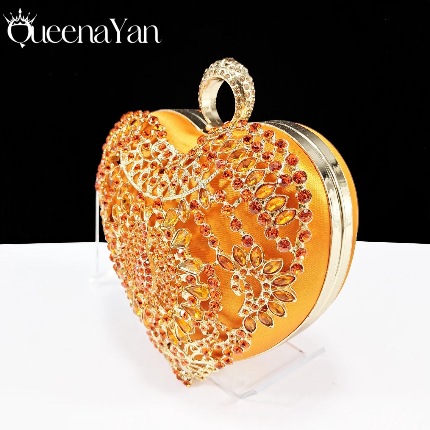 Italian Design Metal Rhinestone Decoration Ladies Evening Clutch Bag love Small Bag Chain Sky Blue Color Bag