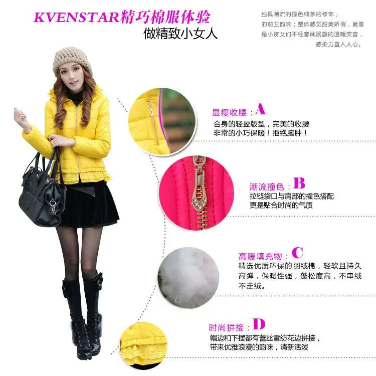 2025 New Women Cotton Jacket Coat Autumn Winter Fashion Warm Parkas Hooded Jacket