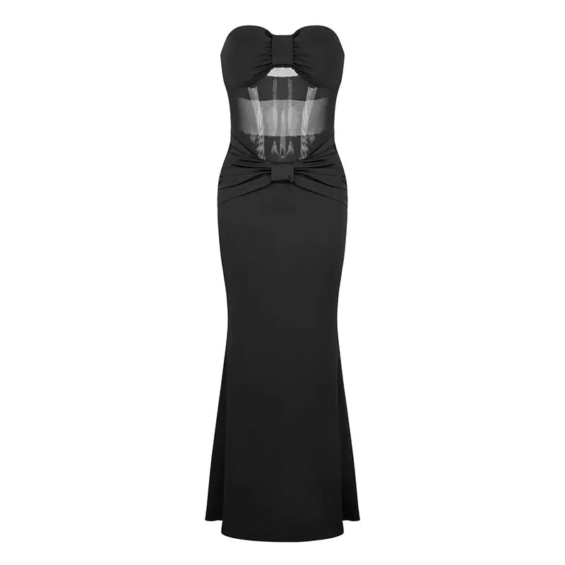 Summer New Women Maxi Dresses Black Sexy Sleeveless See Through Dress Fashion Club Party Casual Slim Elegant Lady Dress Clothing