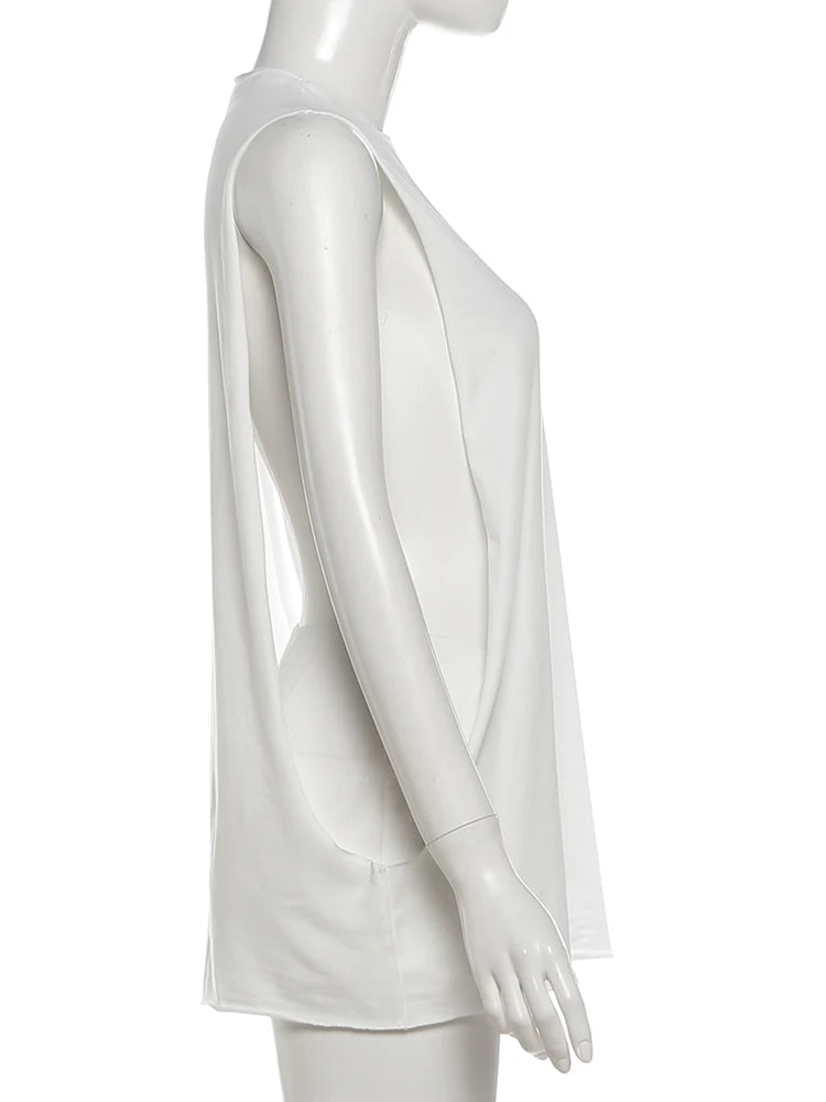 O-Neck Side Hollow Design Sleeveless Two Piece Set for Women