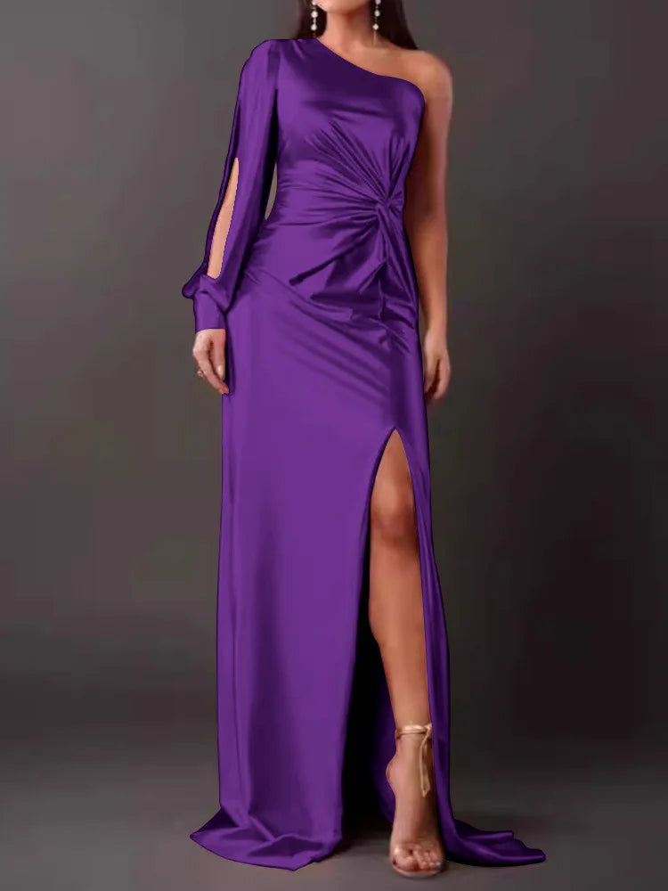Elegant One Shoulder Backless Maxi Dress for Women
