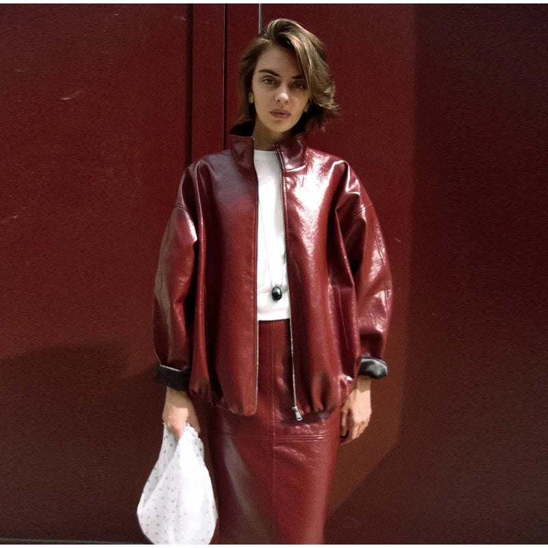 Vintage Leather Skirt Set