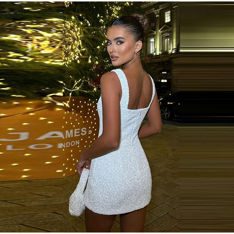 Sleeveless Sequin Mini Dress with High Slit for Women