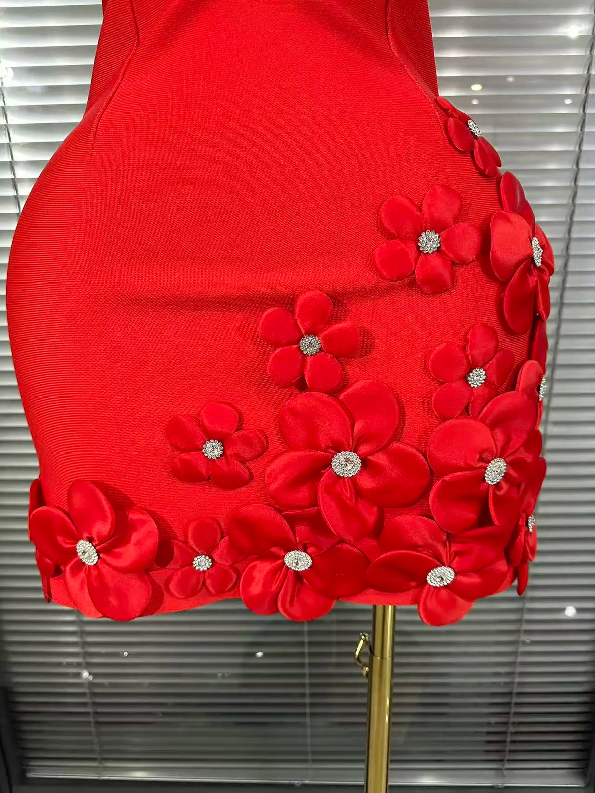 Black Red Women Sexy Sleeveless V-Neck Florals A-Line Bandage Dress Celebrate Nightclub Party Evening Birthday Photohoot Wear