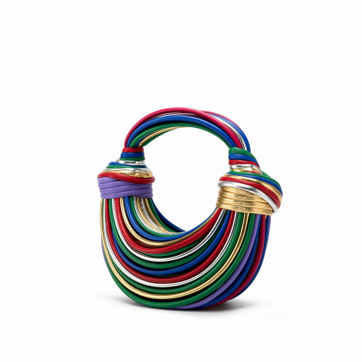 Glossy Woven Dumpling Cloud Clutch Bag With Knot Detail for Women